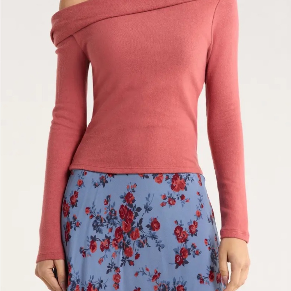 Reformation elio off the shoulder long sleeve